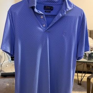 Medium blue polo with dots